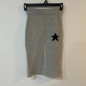 Moussy Midi Length Grey Soft Star Pull On Elastic Waist Skirt Women's Size 1